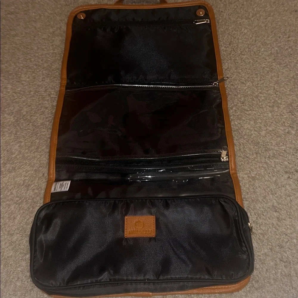 “M” personalized Striped Black and Brown women’s travel Bag - Picture 4 of 6